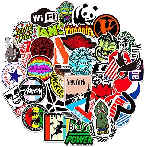 200 PCS Street Fashion Brand Cool Stickers for Laptop Vinyl Stickers Pack Decals for Waterbottle Moto Bicycle Skateboard Luggage Hydro Flask Decal Graffiti Phone Stickers for Adults Teens