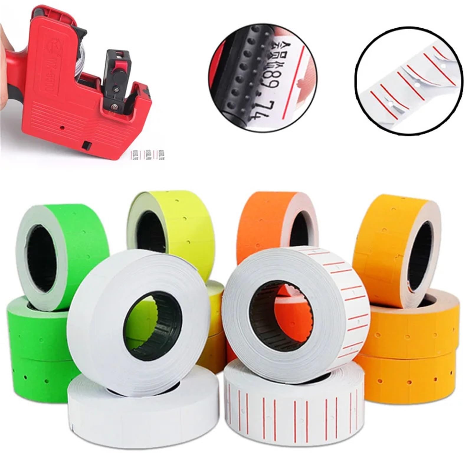 Lot de 30 rouleaux d'étiquettes de prix pour pistolet MX-5500 - 21 x 12 mm - Rouge