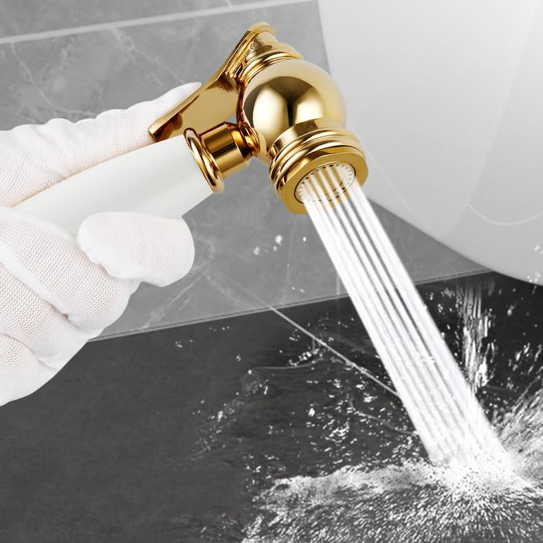 Pulverizador Para Bidé De Mano Grifo Higienico Para Inodoro Agua Fría De Una Sola Manija De Cobre blanco Dorado tubería De Acero Inoxidable
