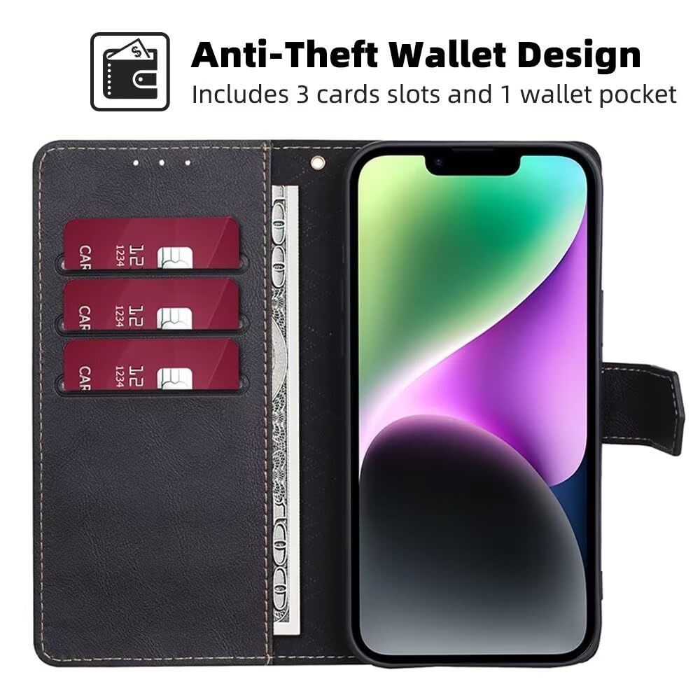 RankOne Etui do OPPO Reno12 Pro 5G / OPPO Reno 12 Pro 5G (6,7 cala), skórzane etui z klapką z portfelem, magnetyczne etui na książkę - czarne
