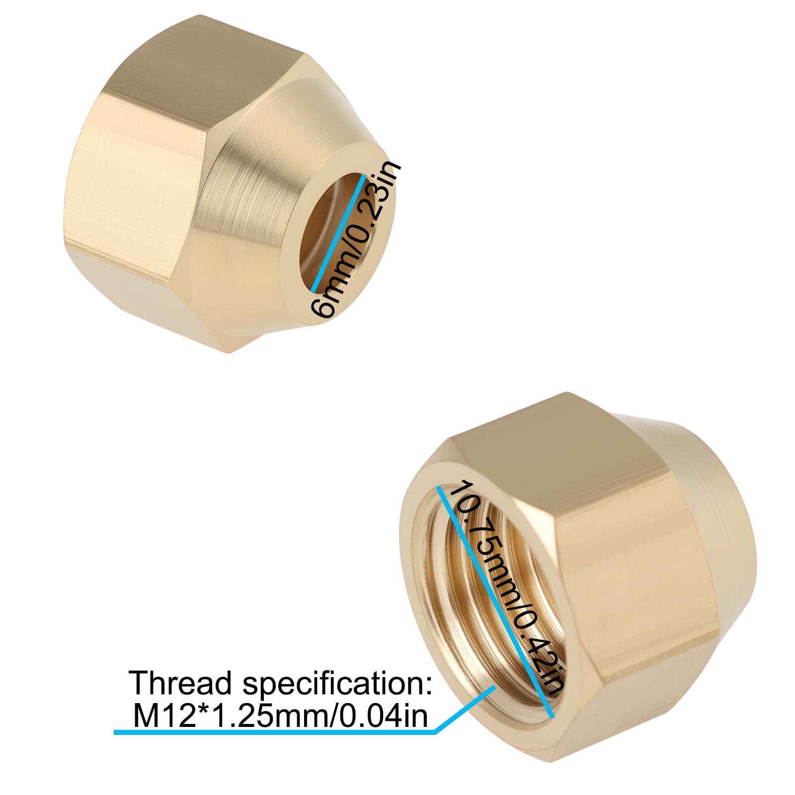 EMSea 4pcs 6MM M12x1.25 Thread Brass Flare Reducing Nuts for Refrigeration HVAC, Heating, Industrial Piping Systems - Image 4