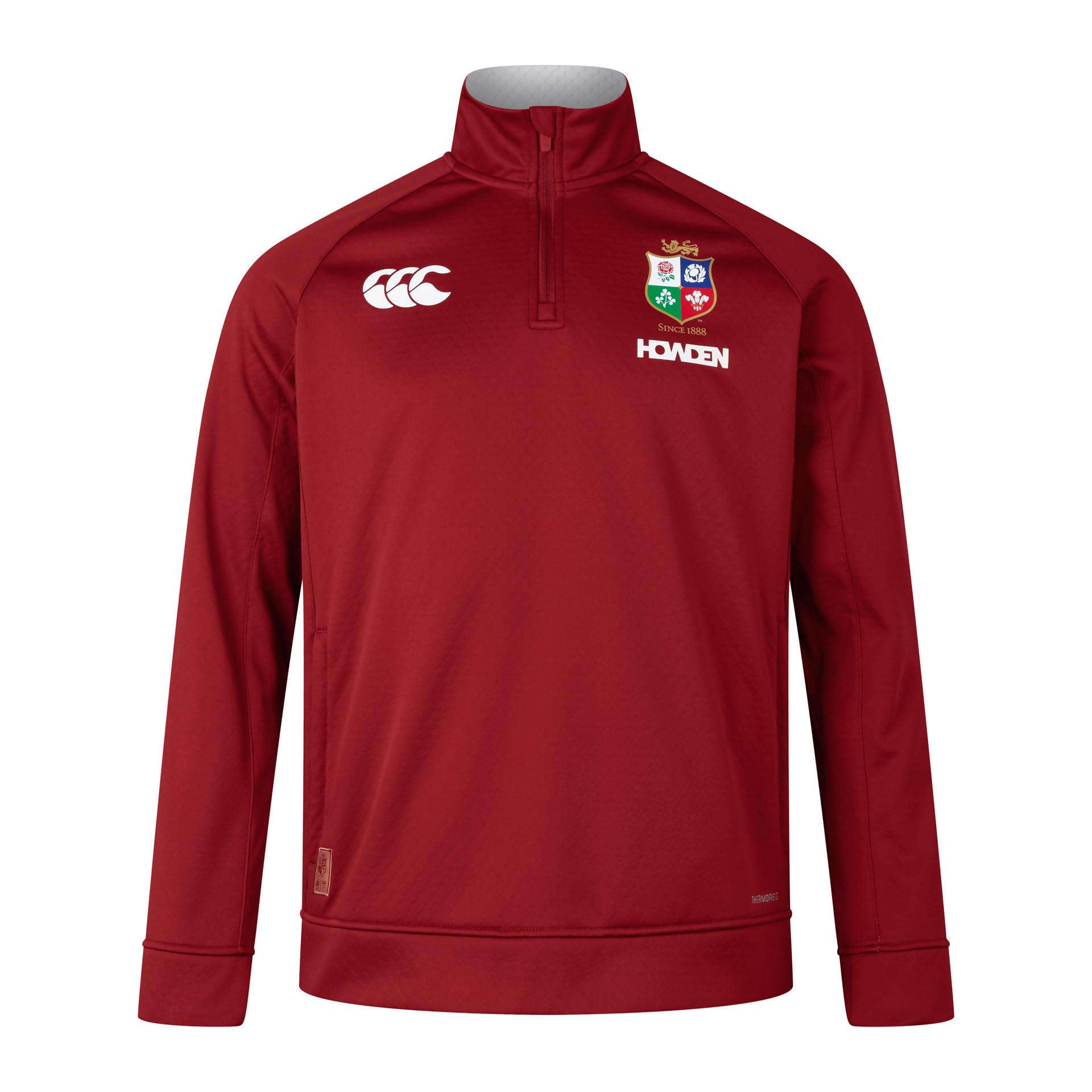 Canterbury Men's Official British & Irish Lions Quarter-Zip Fleece | Rugby Jacket | Thermal Regulation, Red Dahlia, 4XL