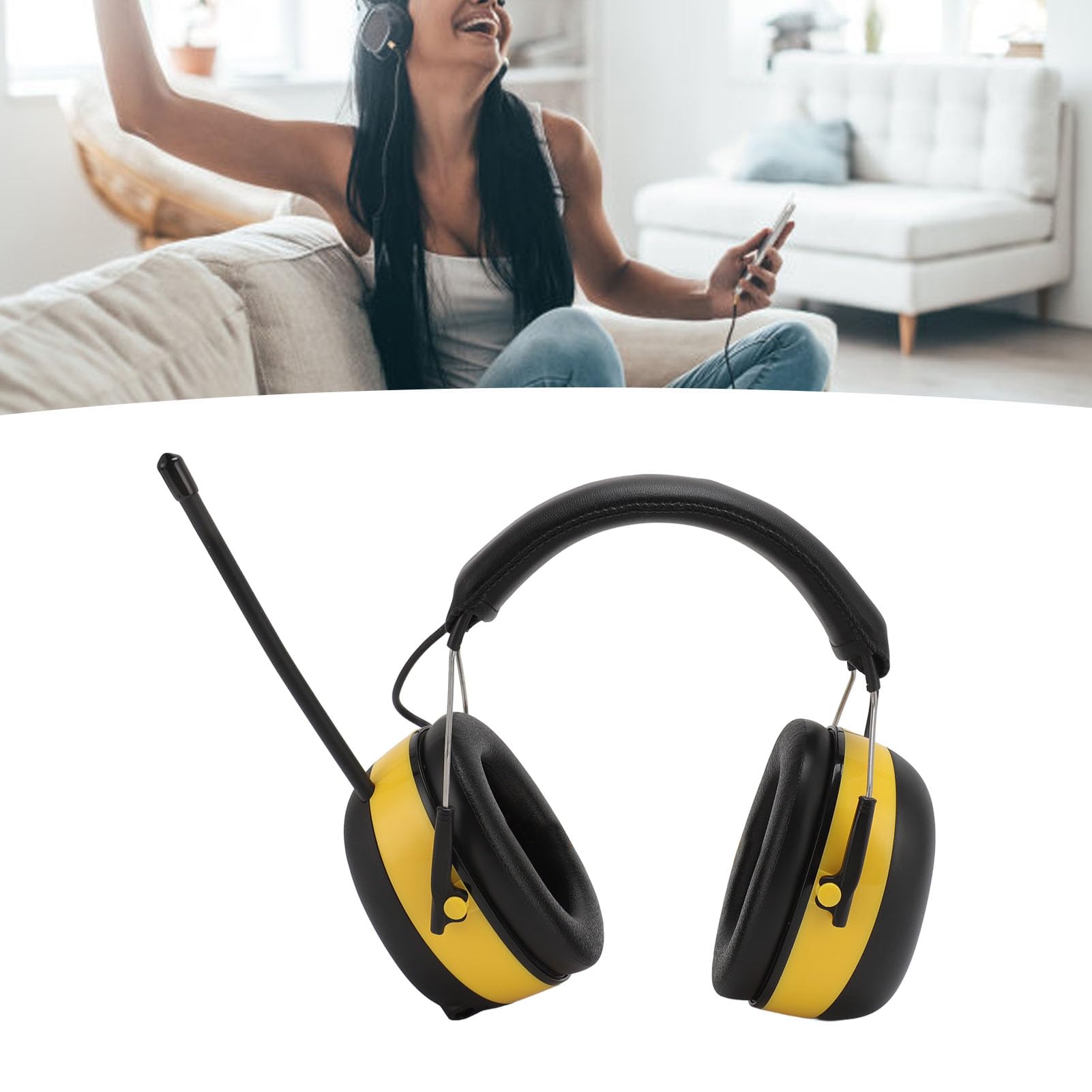 Auriculares de Protección Auditiva, Reducción de Ruido, Asistencia de Sonido, Orejeras Electrónicas SNR de 30 DB para Jardinería (YELLOW)