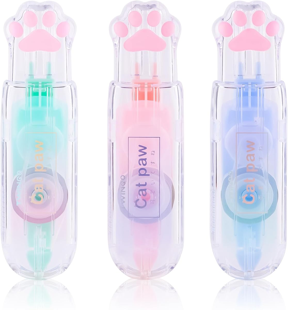 3 Pack White Out Correction Tape, Cute Retractable Correction Tape, Kawaii Cat Paw White Out Tape for Cat Lovers Students and School Office Supplies