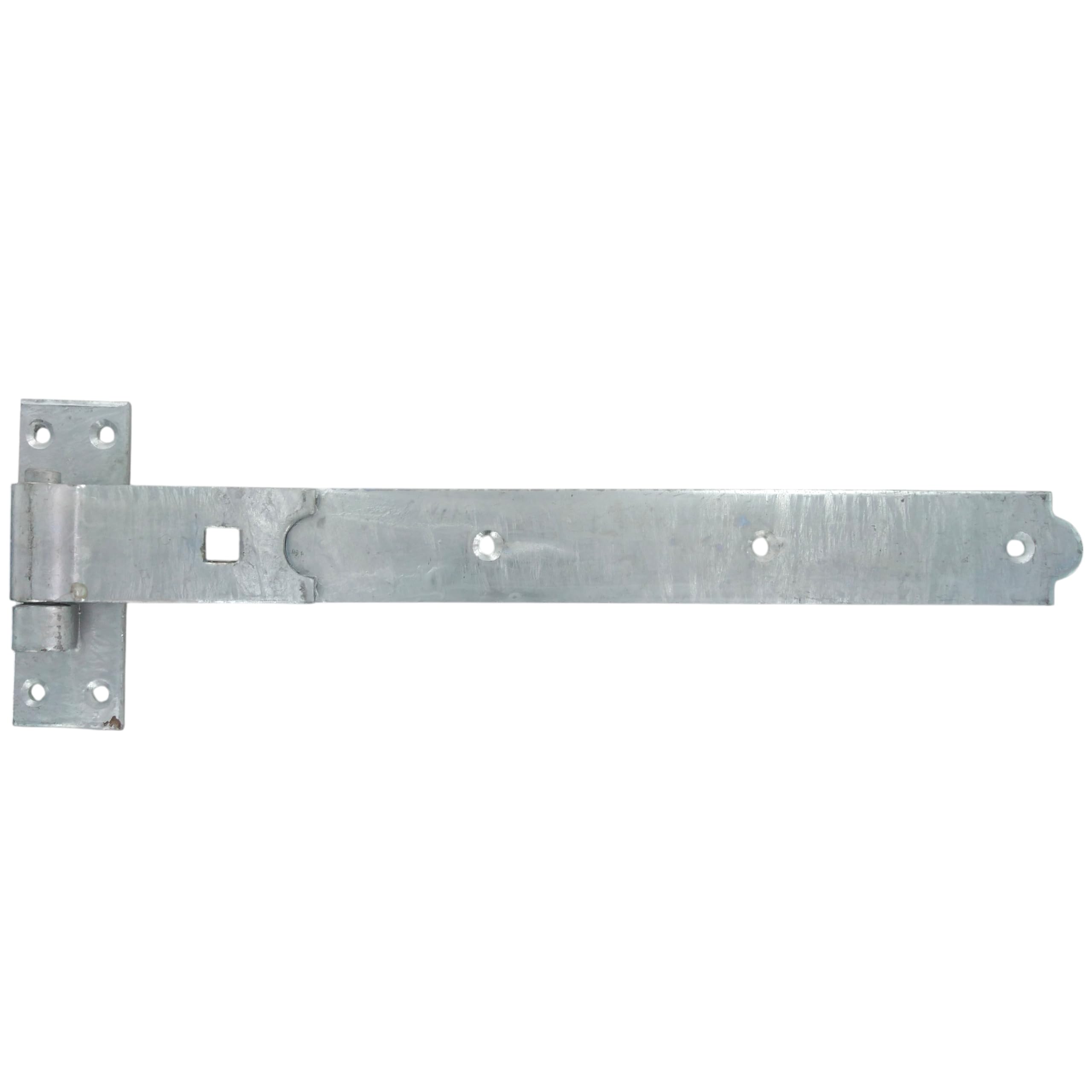 Merriway BH07132 Gate Hinge Heavy Duty Hook & Band Straight Flat Galvanised, Silver Tone, 400 x 45 x 4mm