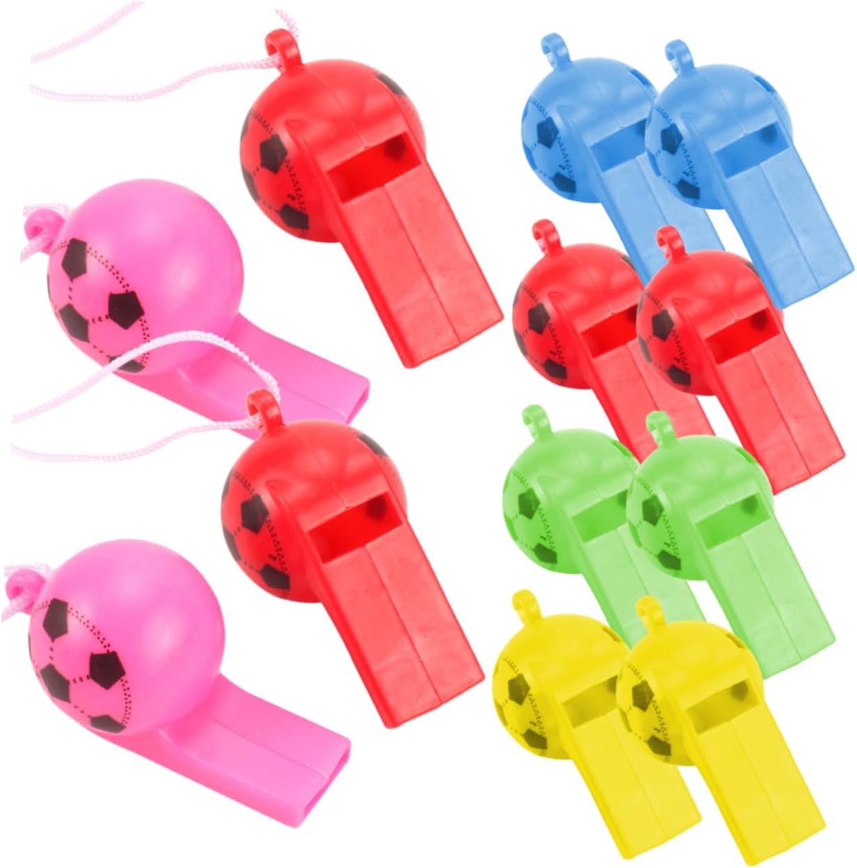200pcs Loudest Whistle Sports Race Whistle Lanyard for Training Random Color