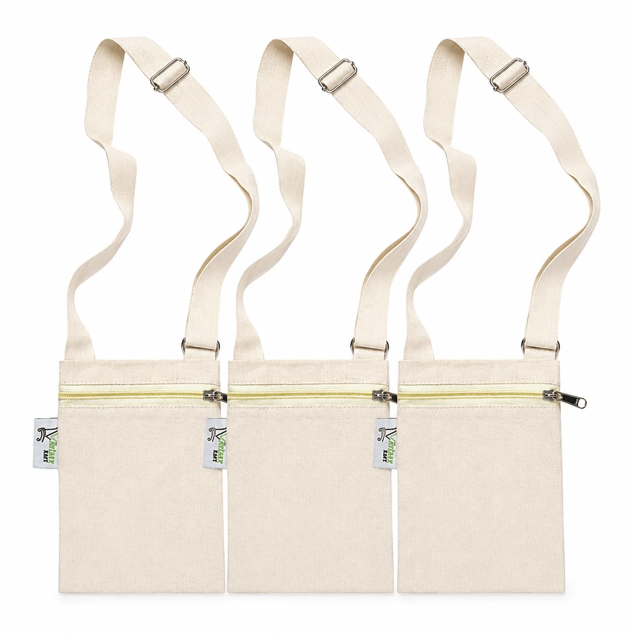 vantagekart Canvas Mobile Pouch with Zip, Set of 3, Beige, Crossbody Phone Bag for Travel, Office, DIY Craft, Painting, Artists and Everyday Use-picture-50