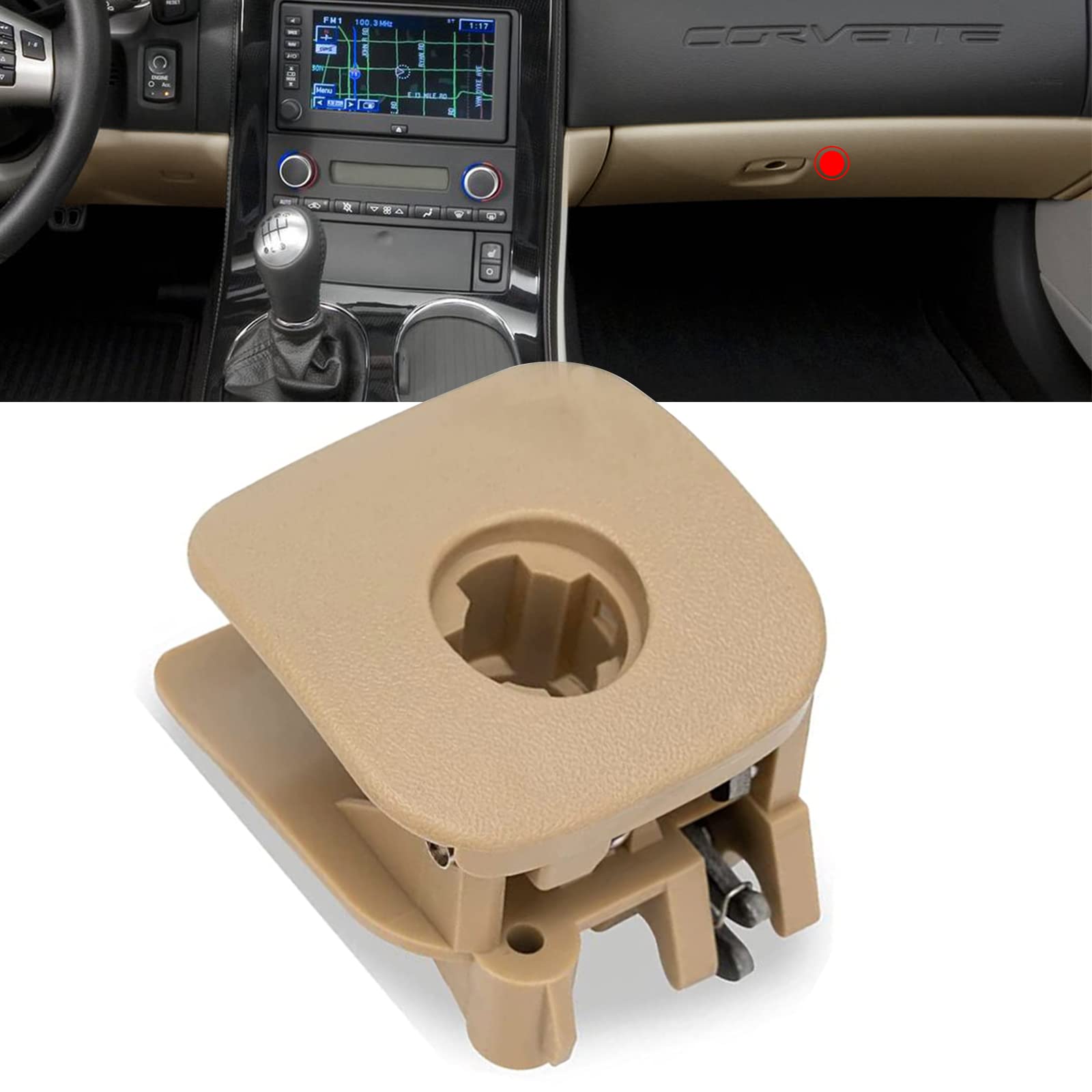Glove Box Compartment Door Latch Lock Handle 15924033 Compatible with Chevrolet Corvette 2005-2013 Cashmere Glove Box Latch Handle (Beige)