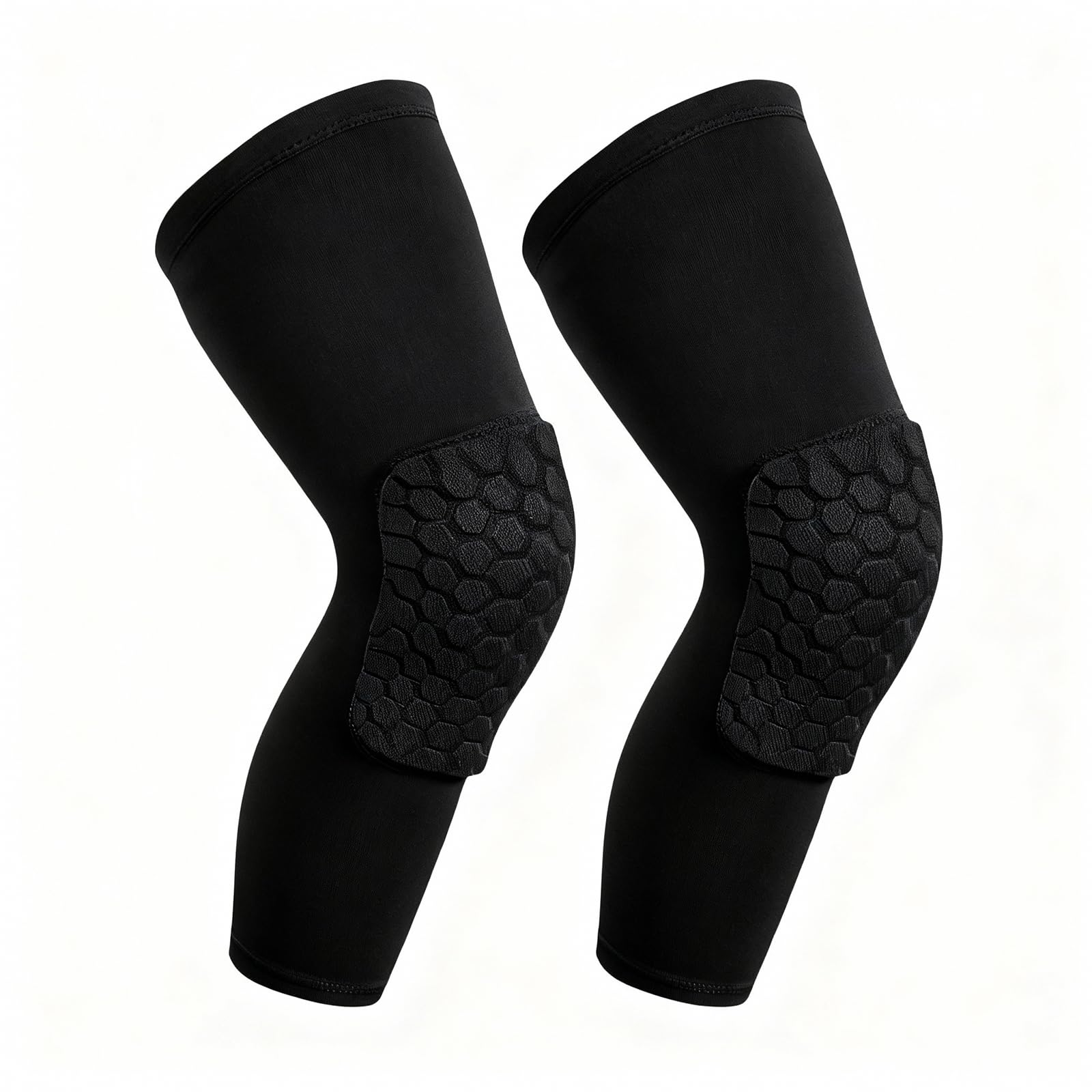 Paquete de 2 Rodilleras de Baloncesto, Rodillera de Compresión de Anticolisión de Panal Elástico Rodilleras Anticolisión Rodillera Deportiva para Baloncesto Correr Voleibol Futbol (Negro, XL)