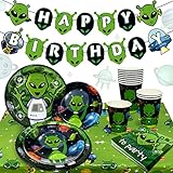 LaVenty Alien Theme Birthday Decoration Alien Prop Outer Space Party Decorations Alien Banner UFO Theme Birthday Party Supplies