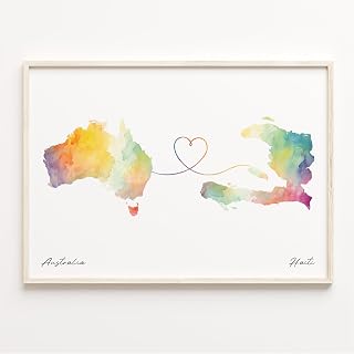 Australia to Haiti Print, Watercolor Map Poster, Guyanese Travel Wall Art, Cultural Roots Gift