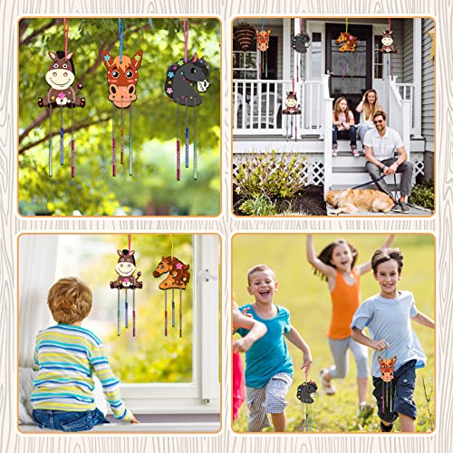 Fennoral 8 Pack Wind Chime Kit For Kids Make Your Own Horse Head Wind Chime Wooden Arts And Crafts For Girls Boys Ornaments Diy Coloring Horse Craft For Art Activity Birthday Party Supplies #TOP5