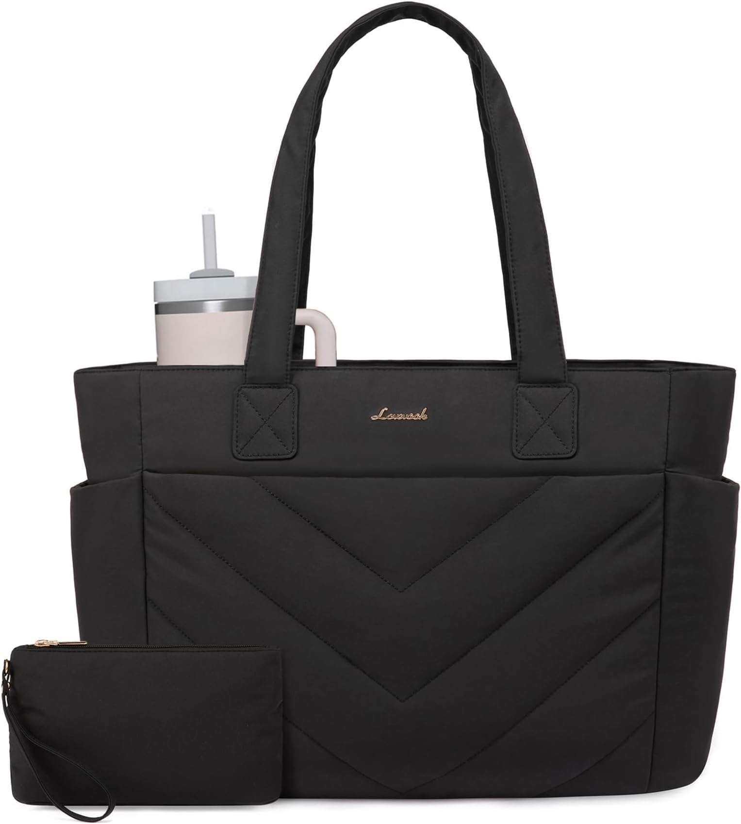 Tote Bag for Women, Puffer Work Travel Handbag with Zipper for Teacher Nurse, Quilted Cute Laptop Shoulder Gym Bag