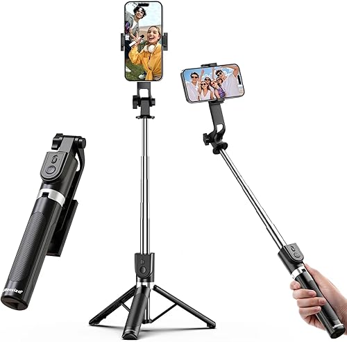 UBeesize Trípode para selfie stick para iPhone y Android, trípode extensible de 52 pulgadas con control remoto, palos de selfie portátiles con