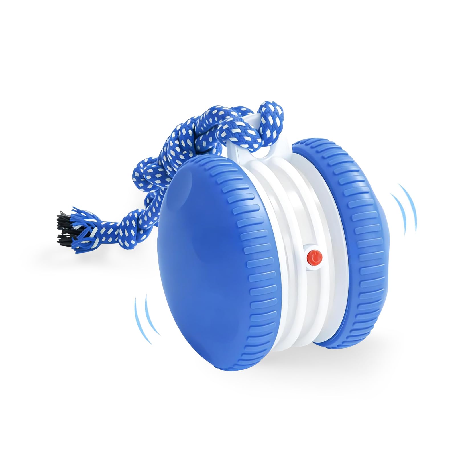 Wenearn Interactive Pet Toy, Automatic Rolling Ball with Rope, 2 Speed Modes, Durable Rechargeable Dog Toy for Small Medium Large Dogs, Indoor Play Boredom Relief for Pets (Blue)