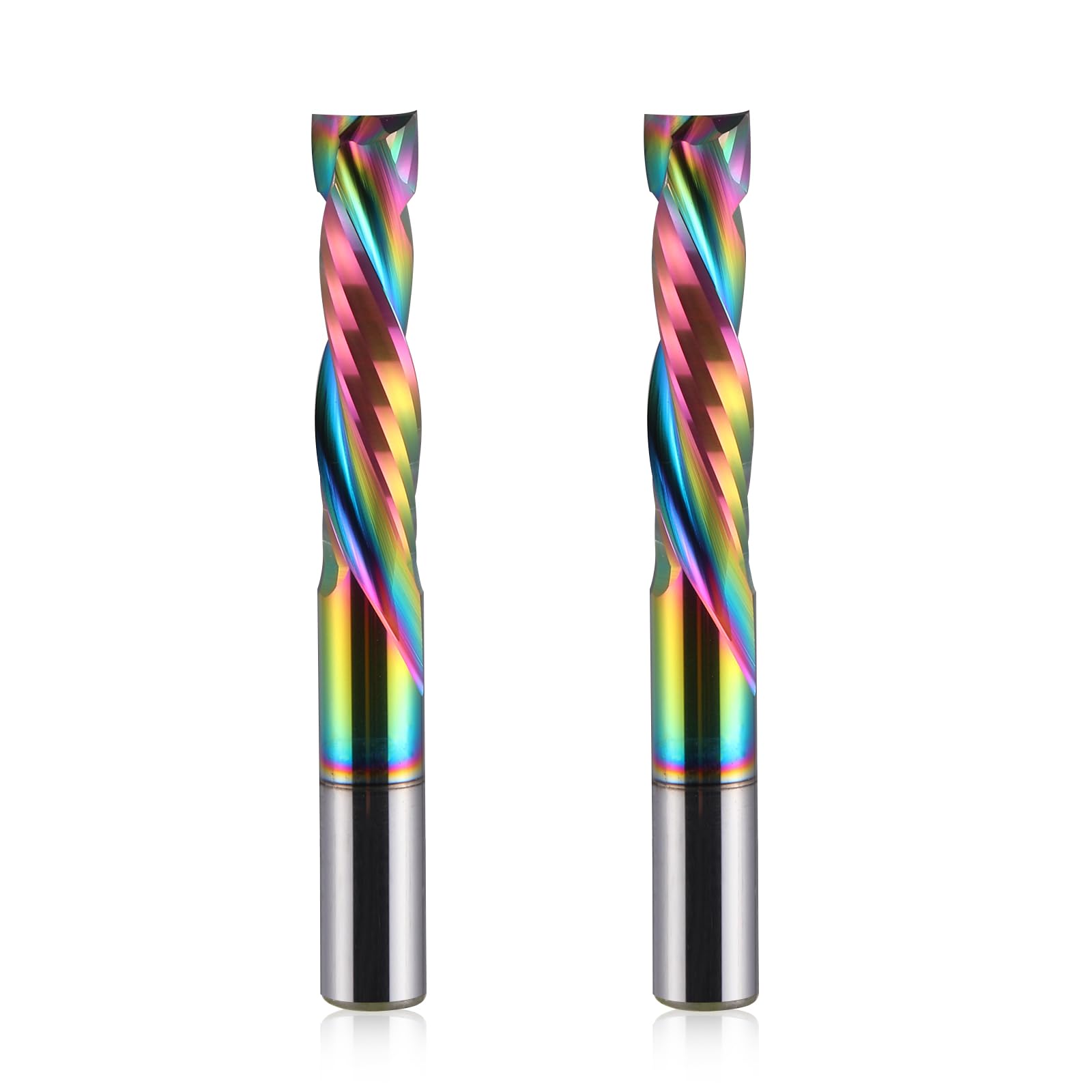 HOZLY Woodwork Milling Cutter ,DLC Coating ,UP & Down Cut 2 Flutes Spiral Carbide Milling Tool CNC Router Compression Wood End Mill Cutter Bits,6mm Shank ,6mm Cutting Dia ,25mm CEL Pack of 2