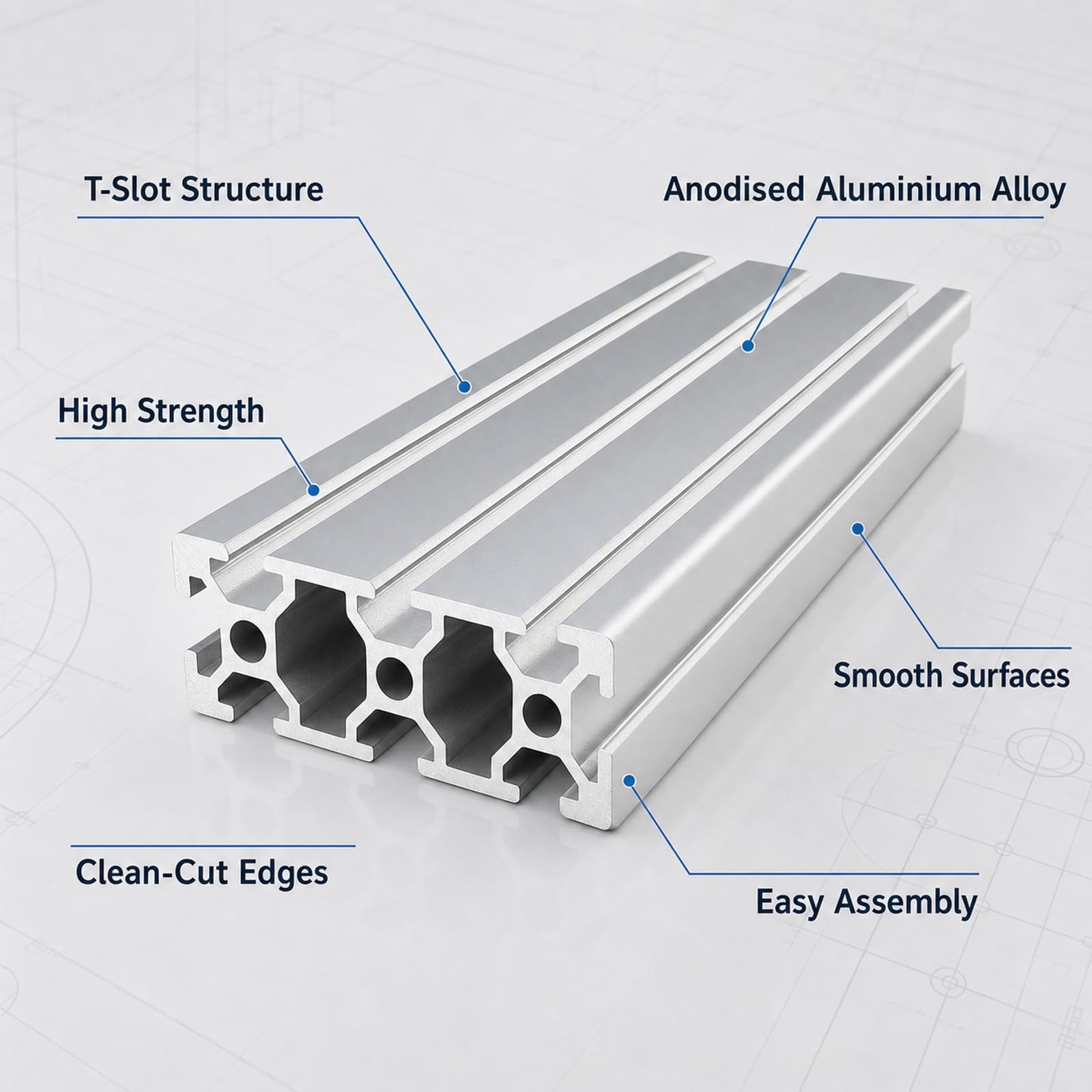 Aluminium Alu Profil Eloxiert,3D Drucker Alu Profil,Aluminiumprofil Extrusions Eloxierte Linearschiene,Glatte OberfläChe,FüR Maschinenbau,Werkbank & DIY
