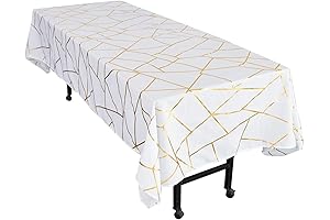 Efavormart White Gold Geometric Tablecloth