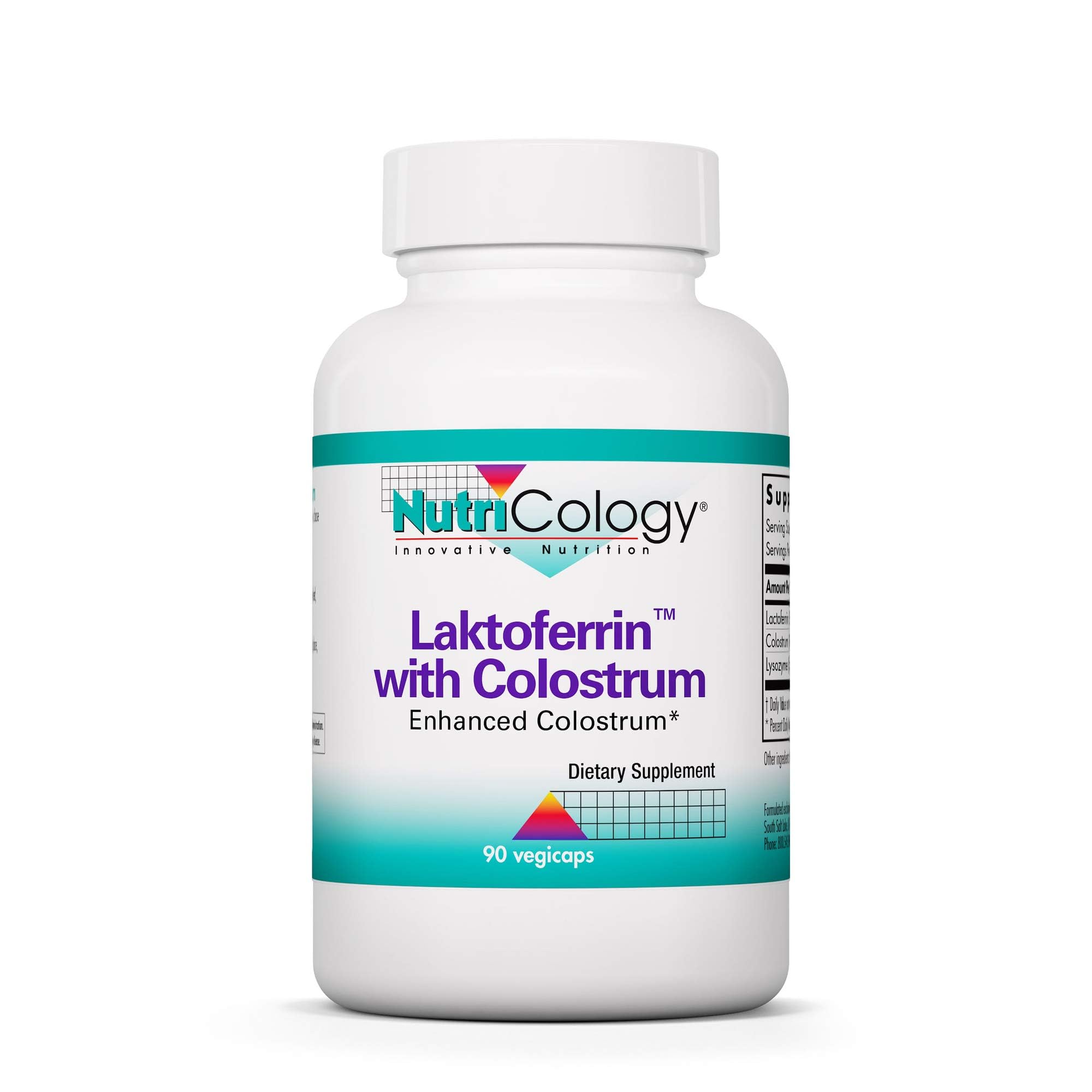 Nutricology Laktoferrin with Colostrum Supplement - Lactoferrin, Bovine Colostrum, Immunoglobulin, Lysozyme, IgG, IGA, IgM, Vegetable Capsules - 90 Count