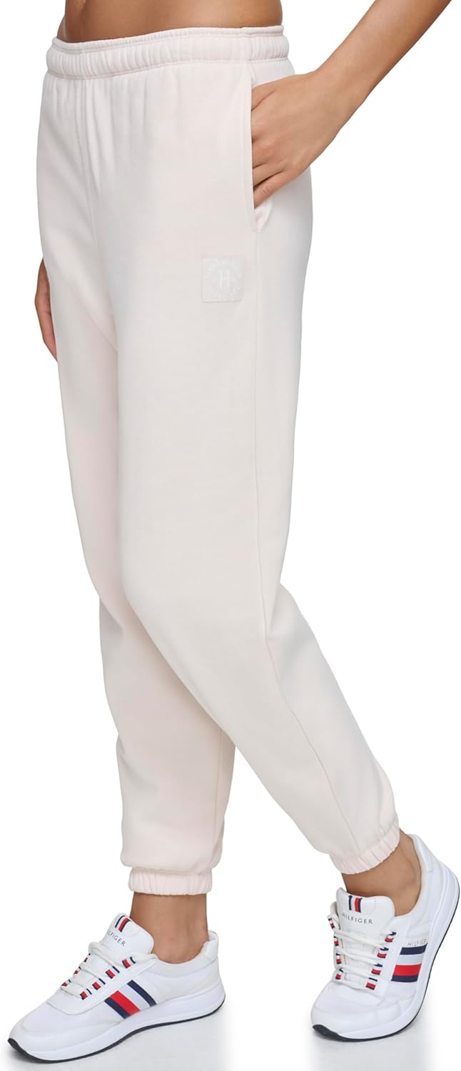 Tommy Hilfiger Womens Monochromatic Logo Patch Fleece Jogger - Image 3