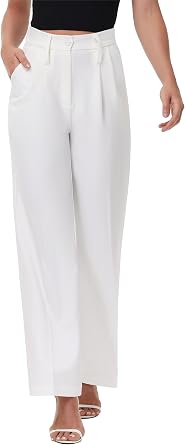 Women Wrinkle-Free Flowy Office Dress Pants Slacks Breathable Workout Casual Wide Leg Stretchy High Waist Business Trousers