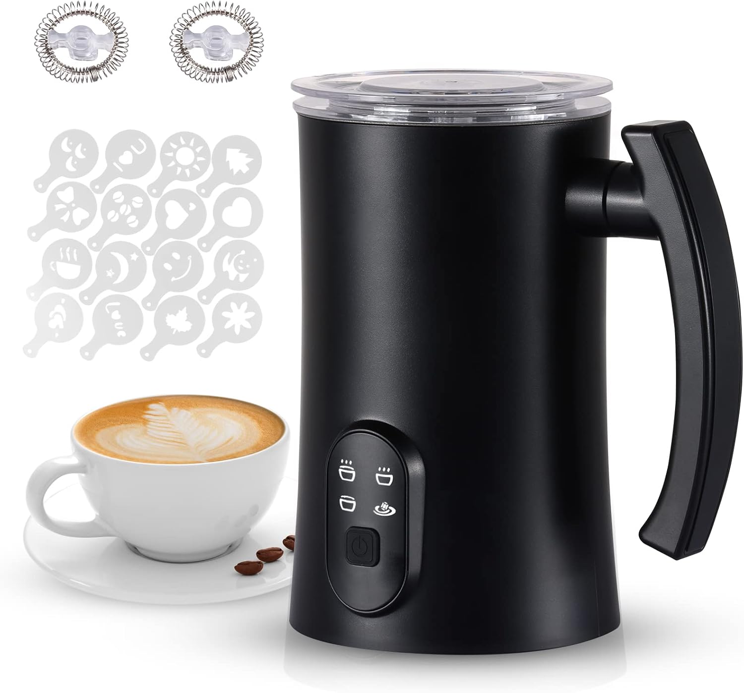 Milk Frother, 4in1 Electric Milk Frother and Steamer with Upgraded Motor, Auto Shutoff Hot