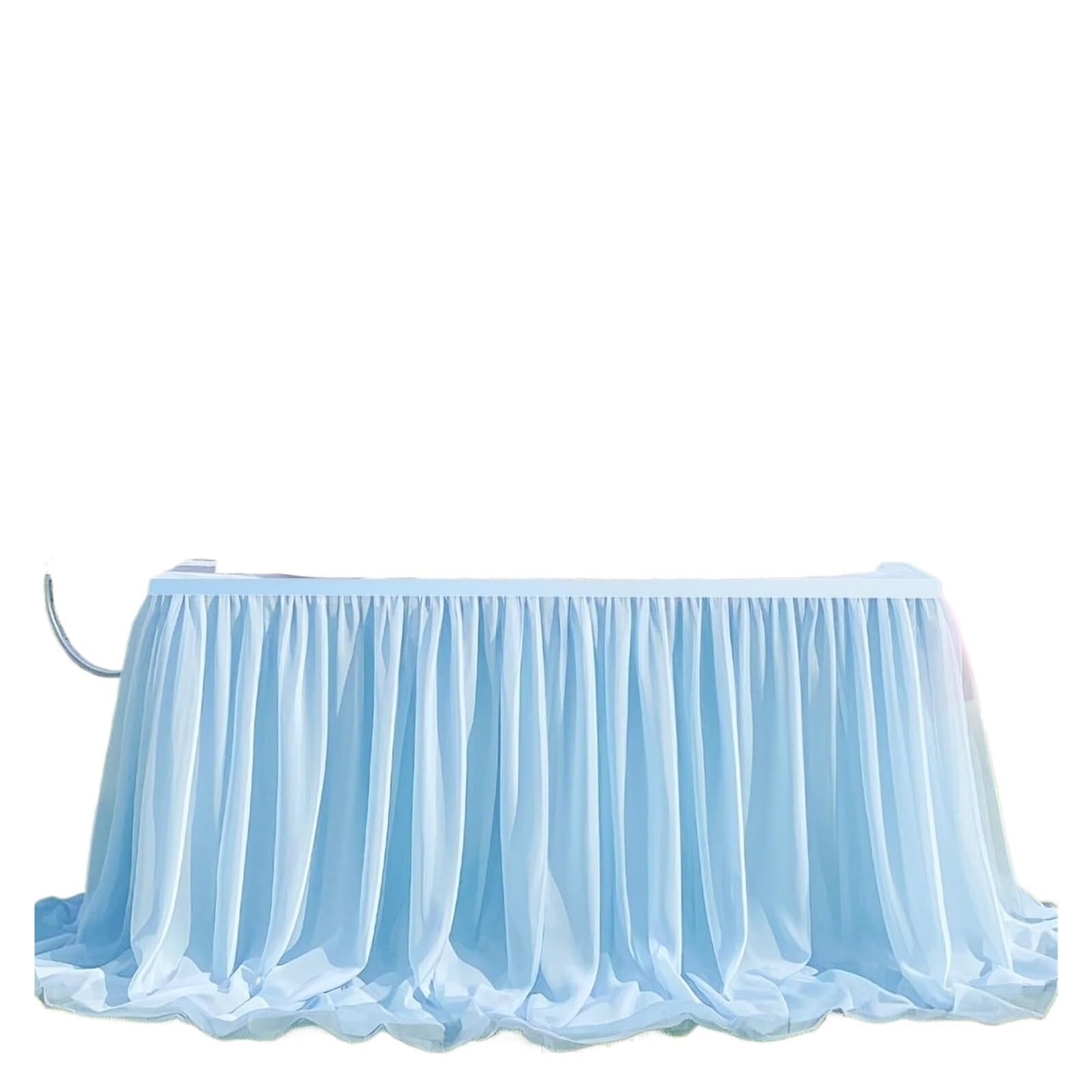 Jupe de table en mousseline de soie plissée haut de gamme 70x426cm