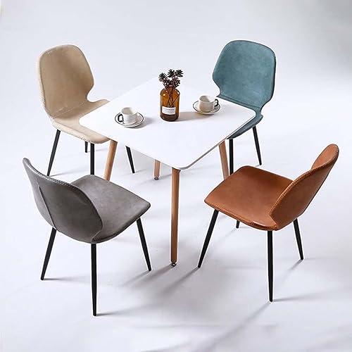 Miniatura 4 de Silla de comedor moderna de piel sintética de lujo, sillas de oficina sin brazos, respaldo cómodo, taburete resistente, con marco de metal, para