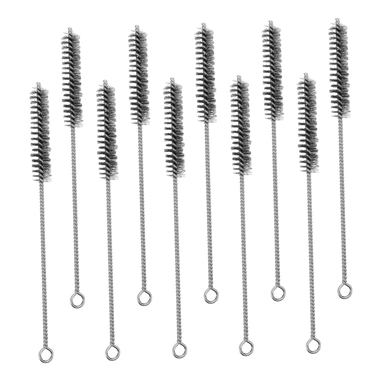 KOMBIUDA 10pcs Stainless Steel Wire Brush Pipe Sewer Brush Pipe Inner Cleaning Brush Sewer Dredging Brush Pipe Cleaning Brush Drain Cleaning Tool Home Cleaning Tool Tube Brush Silver