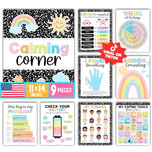 9 Calming Corner Classroom Must Haves, Coping & Feelings Poster for Kids