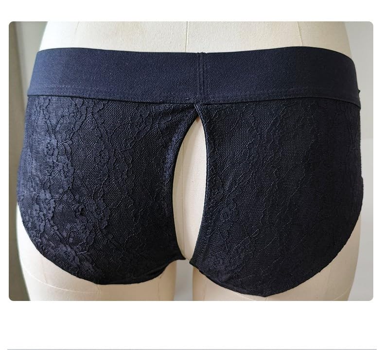 Purple Lace Men's Low Rise Briefs Sexy Cutout Detail - 1.77 Inch Loop Stretch Nylon Blend for Couples3