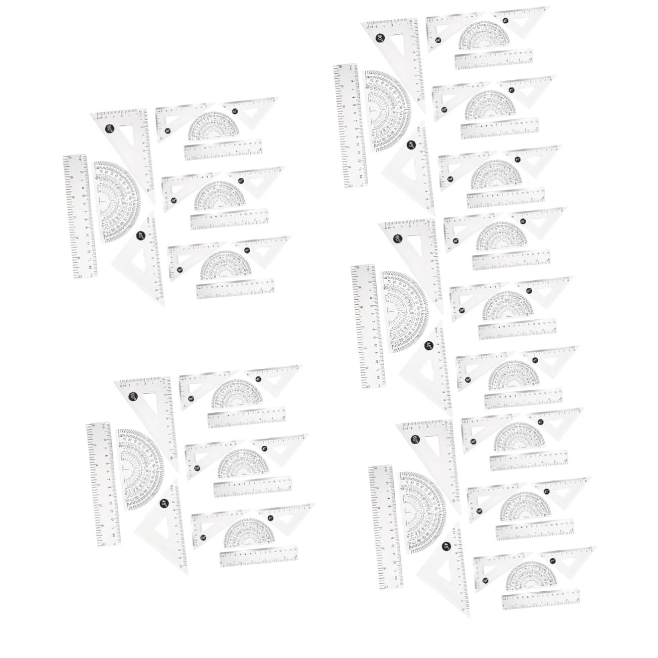 20 Sätze Transparentes 15-cm-lineal Biegbar Kreisschablonenlineal Lineal Aus Stahl Faltbares Lineal Multi Herrscher Für Die Schule Schulgeometrie Winkelmesser Messset Plastik