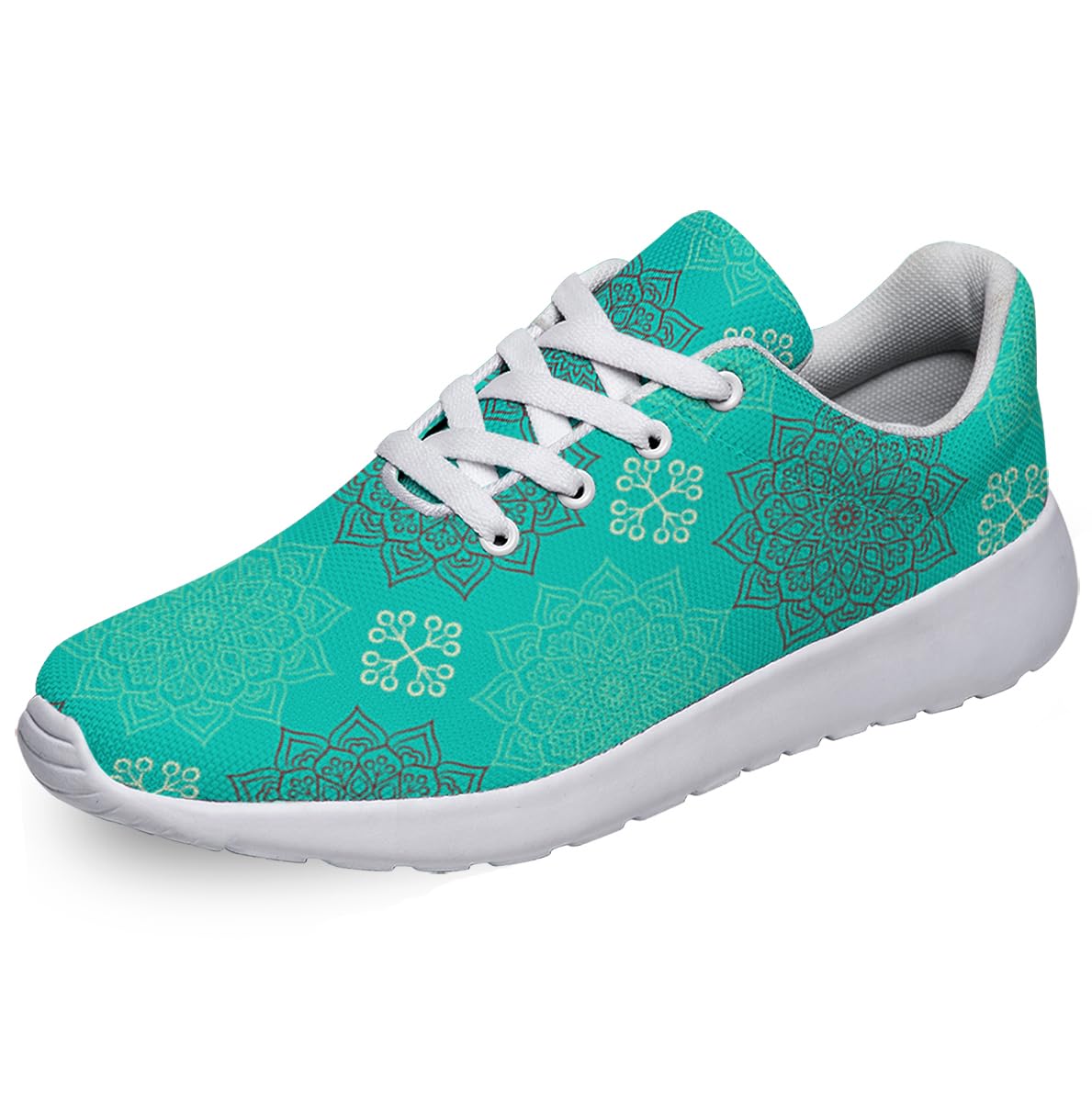 Women Men Ethnic Floral Prints Shoes Slip On Running Shoes Athletic Tennis Sneakers White Size 11