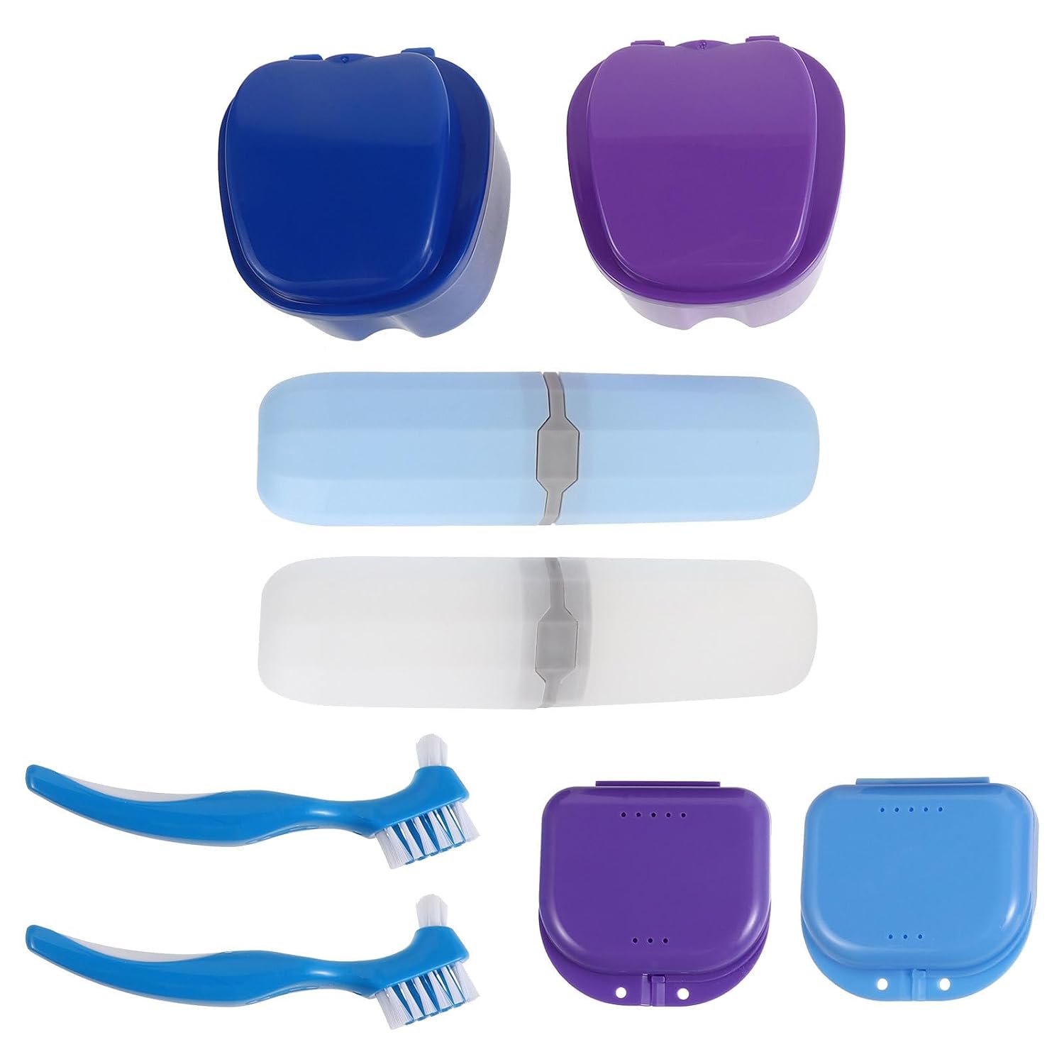 1 Set Portable Denture Box and Brush Set - Complete False Teeth Cleaner Kit with Retainer Storage, Ideal for Holiday Trips, Social Events, and Daily Use