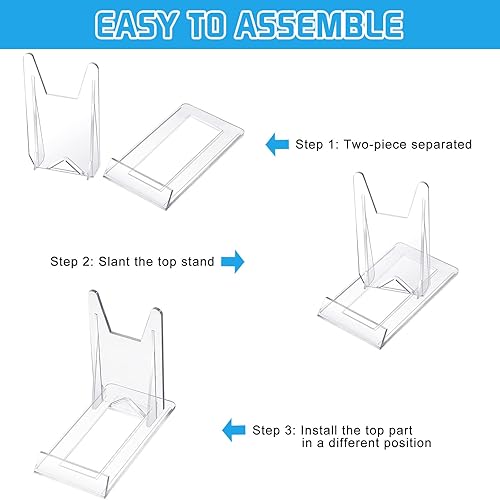 Miniatura 5 de Tuanse Paquete de 40 soportes de acrílico para placa transparente, caballete ajustable, mini soporte para exhibir platos, libros, marcos de fotos,