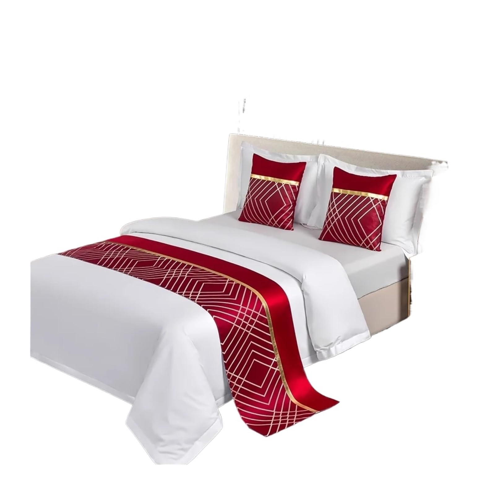 SHENJMAI Bed Runner Bed Table Runner Flag Hotel Cupboard Bedding Decor for Home Parlor Wedding Room(W,50x240cm)