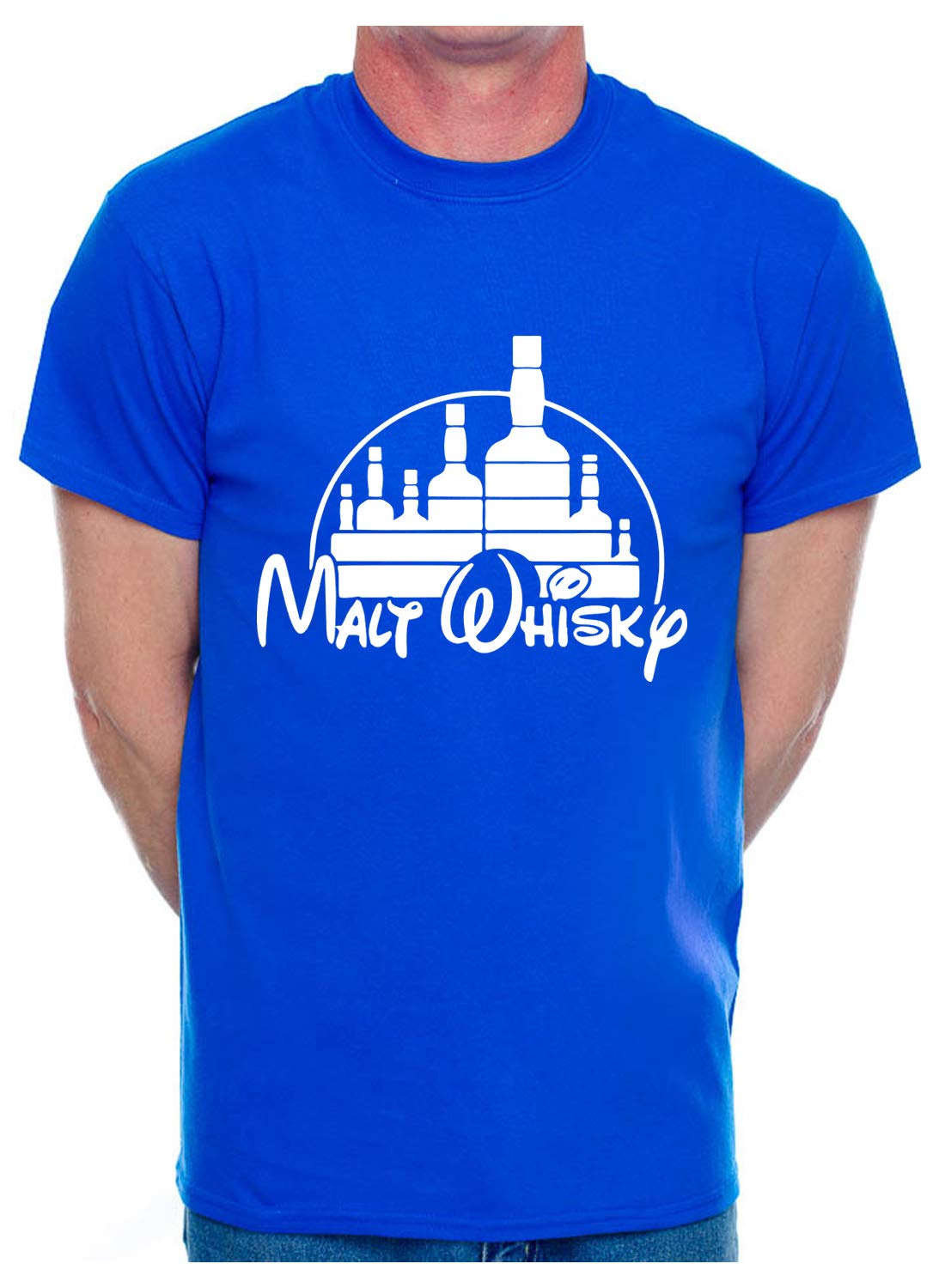 Print4U Malt Whisky Mens T-Shirt Medium Blue
