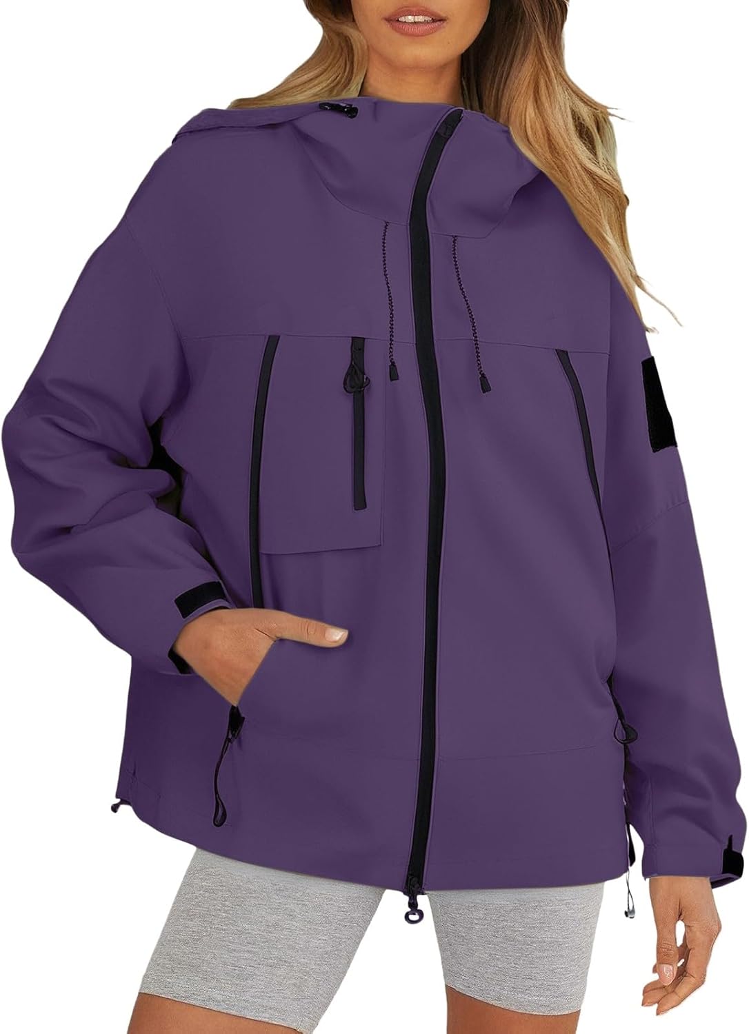 Rain Jacket For Women Waterproof Windbreaker Anoraks Hiking Climbing Outerwear Jackets With Pockets Lightweight Raincoat