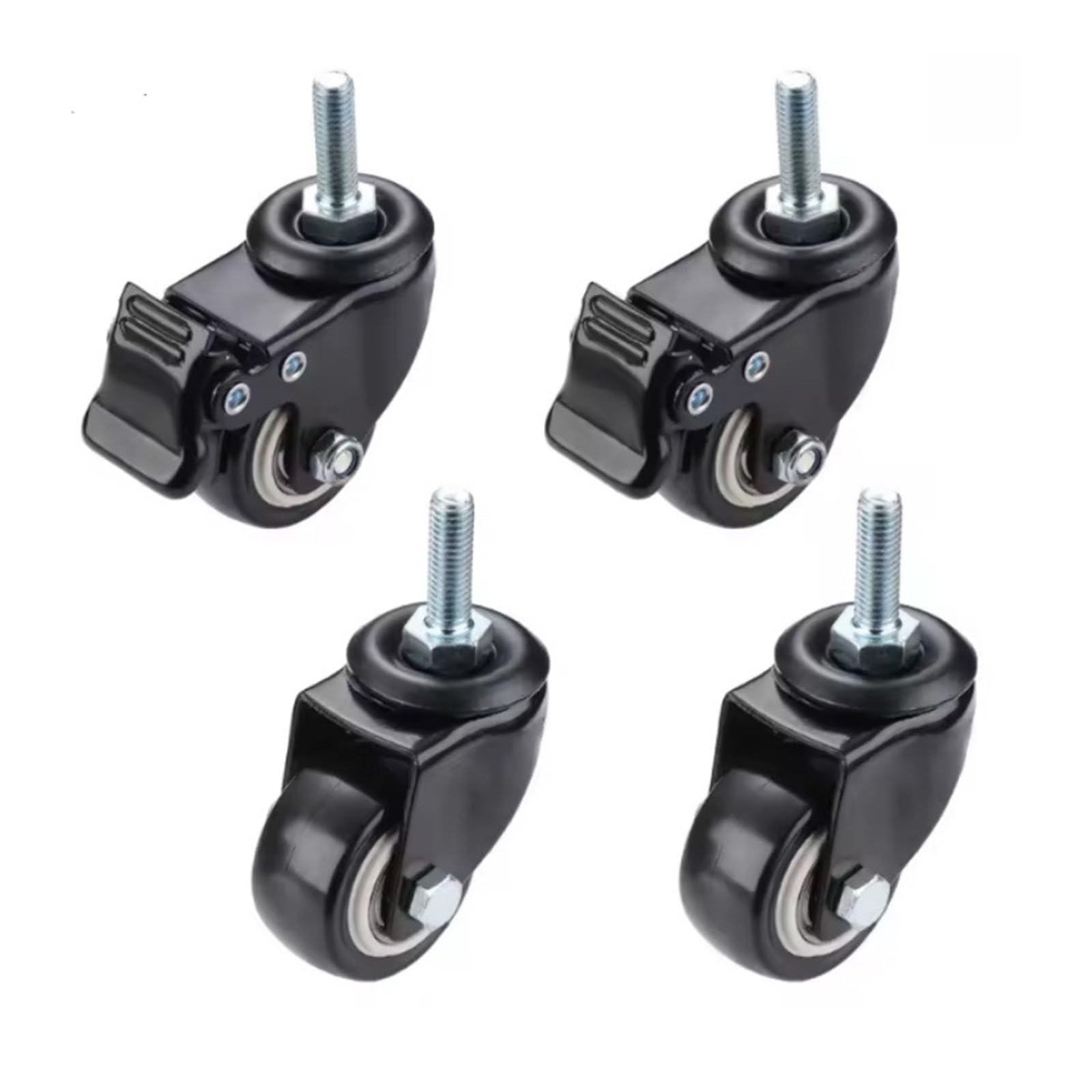 Fhdbekdcldm 2 Brake 2 No Brake 4Pcs Furniture Caster Wheels, 360 Swivel Screw Type Rubber Castors