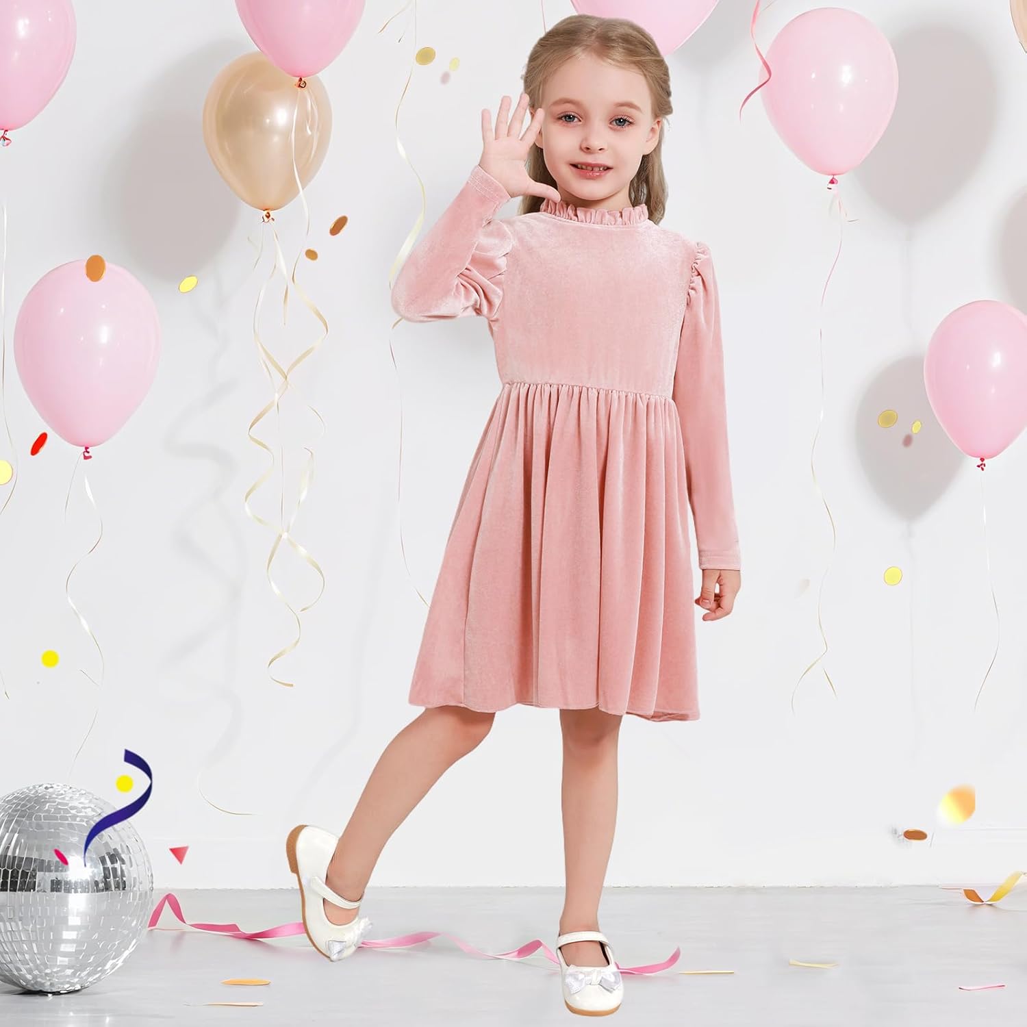 Toddler Girls Velvet Dress Puff Long Sleeve Lace Collar Halloween Party Dresses Baby Fall Winter Clothes 2-7T - Image 2