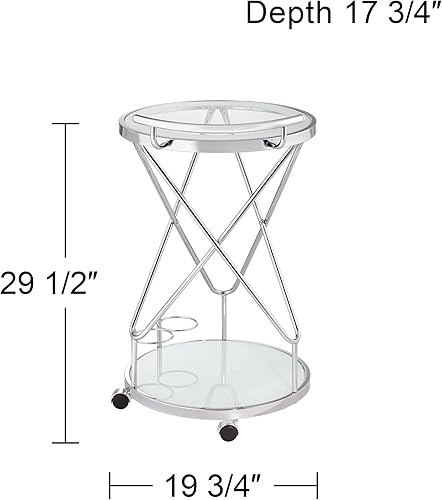 Miniatura 4 de Studio 55D Page 29 12" Carrito de barra de servicio rodante de vidrio alto y cromo