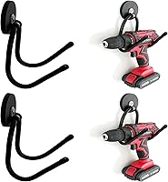 Pmsanzay 2-Pack Magnetic Power Drill Holder - Heavy Duty Garage Tool Storage Rack, Rubber Coated No Scratches Utility Hooks