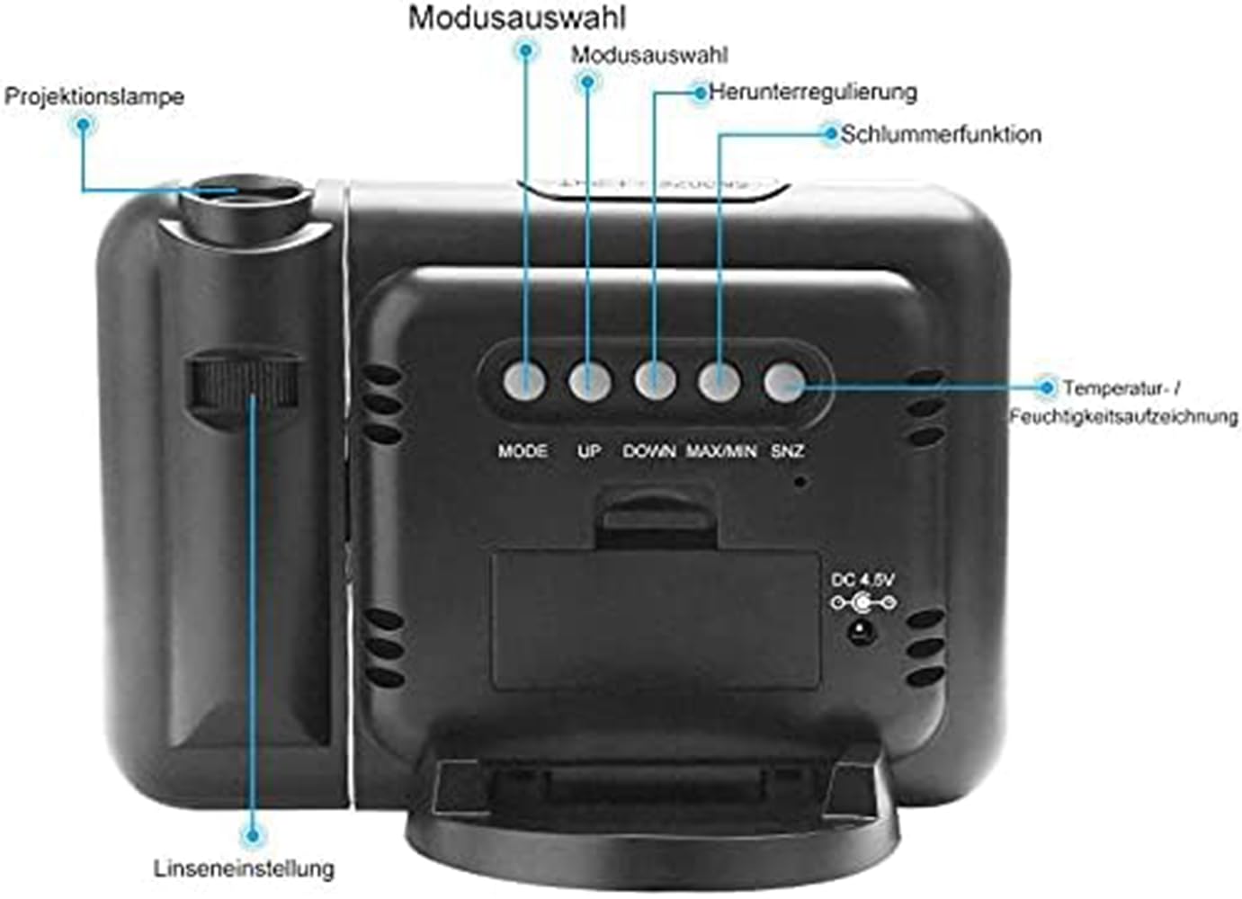 Sveglia Con Proiettore LED Sveglia Digitale Da Comodino Con Proiettore Stazione Orologi a Proiezione Tempo LCD Display Temperatura E Data Snooze Ricarica Usb 12&24h Per Camera Da Letto Ufficio Cucina