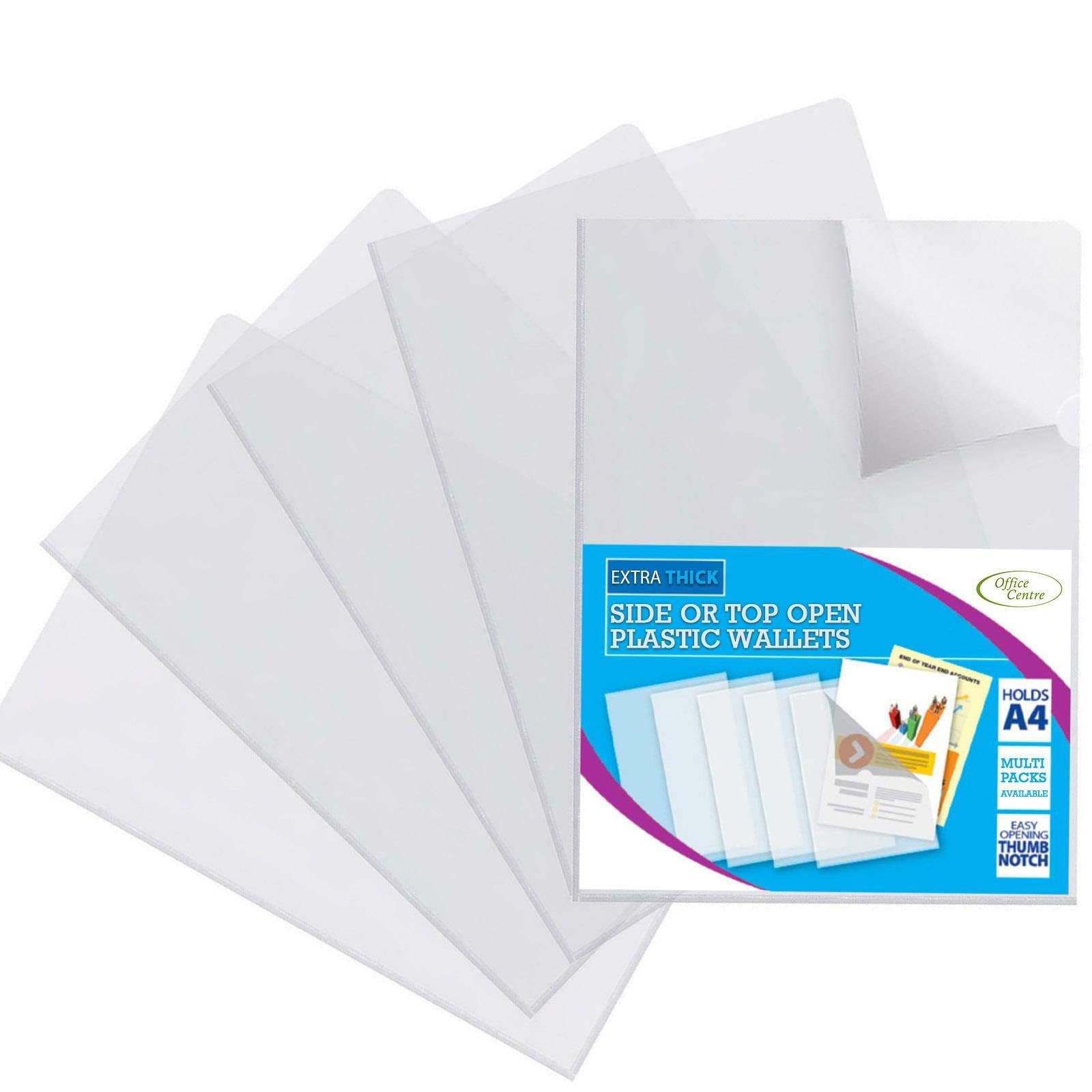 OFFICE CENTRE 1x L Shape Clear Strong A4 Plastic Wallets Document Sleeve