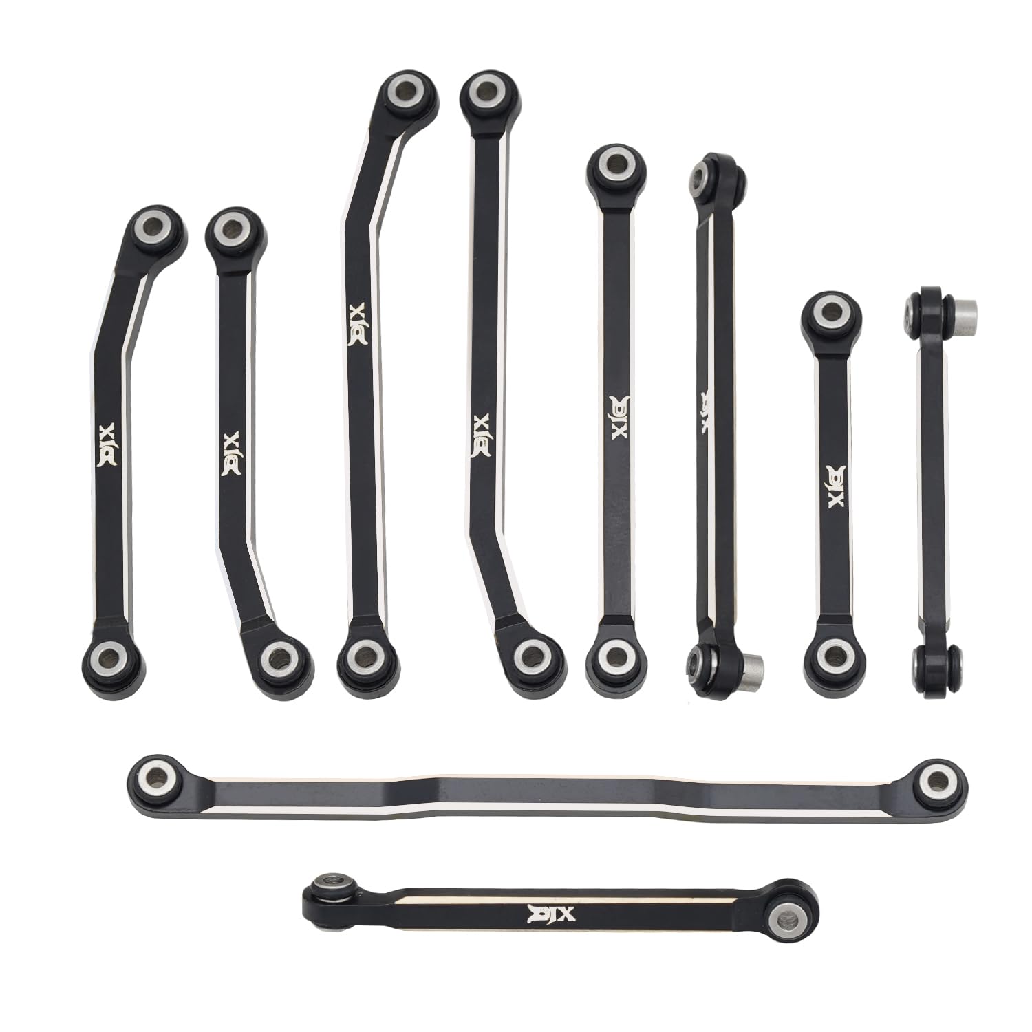 DJX CNC Machine Aluminum High Clearance Chassis Steering Links Set 10pcs Set for 1/18 RC Crawler Car HPI Venture18 Upgrades Parts
