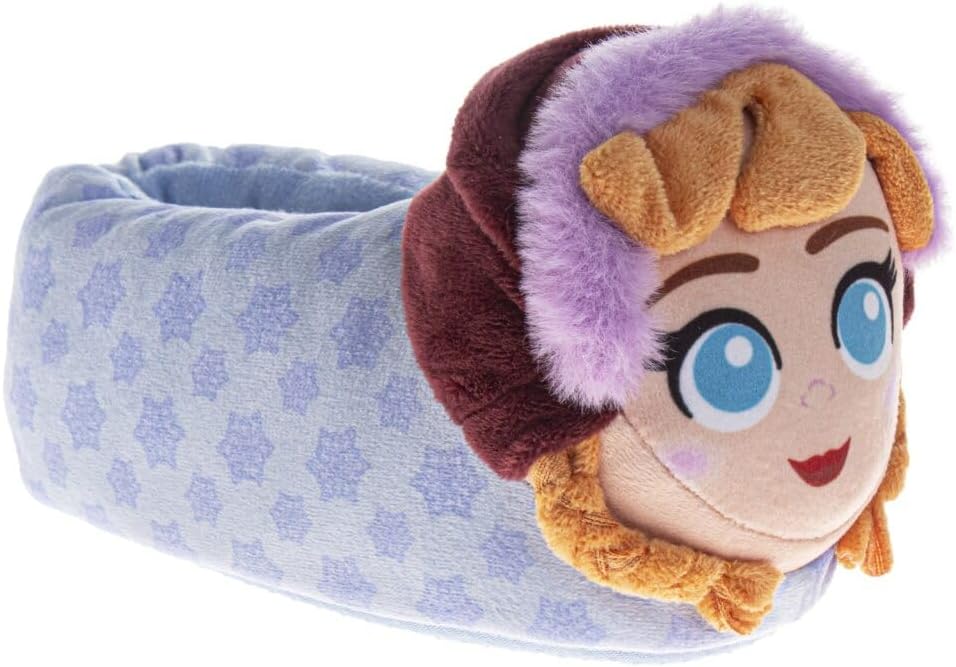 Disney Frozen Elsa and Anna Girls Slippers - Plush Non-Slip Comfy Fluffy Lightweight Warm Comfort Soft Aline Indoor House Slippers (Toddler/Little Kid) - Image 2