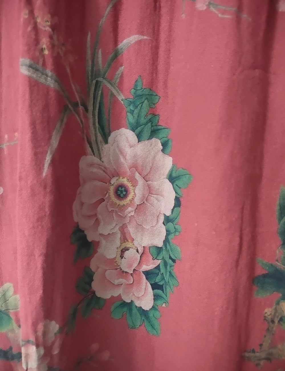 NFYM Women Vintage Floral Print Dress Cotton Long Sleeve Side High Split Drawstring Loose Robe Dress