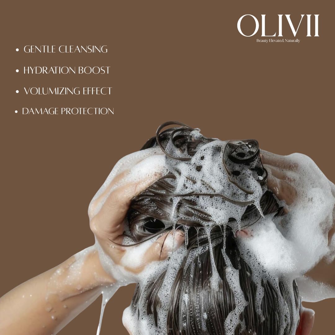Olivii Hair-Gro Shampoo for Thinning Hair – Biotin & Caffeine Infused with Red Clover & Turmeric, Vegan Formula for Fuller, Stronger Hair, Sulfate-Free Volumizing Shampoo, Natural Citrus Scent