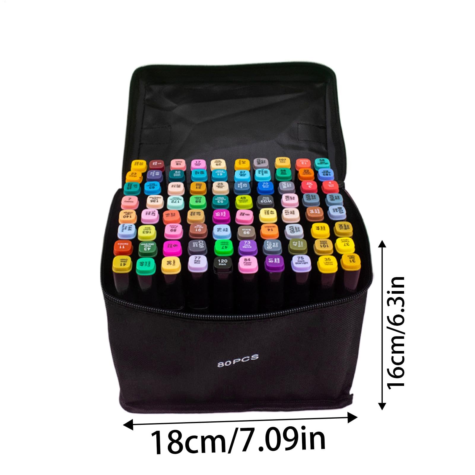 Doppelspitzenmarker Set 80 Farben, Tragetasche, Kreative Kunststifte | Permanente Zeichenmarker Für Künstler Ausmalen Zeichnen Skizzieren Schattieren Verblenden Illustration Lettering Erwachsene