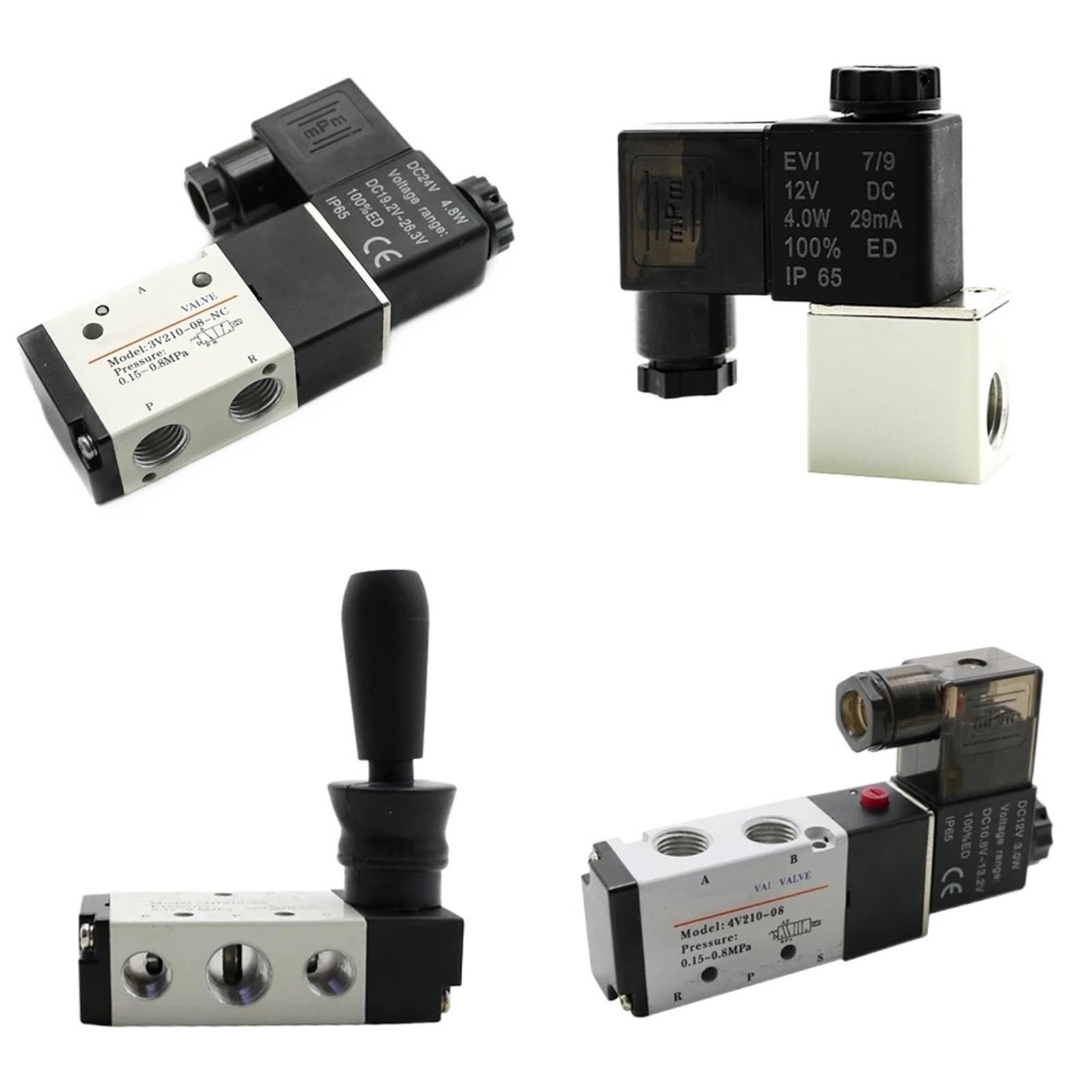 HYUJNAFZR Pneumatic Solenoid Valve 4H210-08 3V210-08 4V210-08DC12V DC24V AC110V AC220V Air Directional Control Valve Gas Magnetic Valve 1Pcs(4v210-08 110v,No joint)